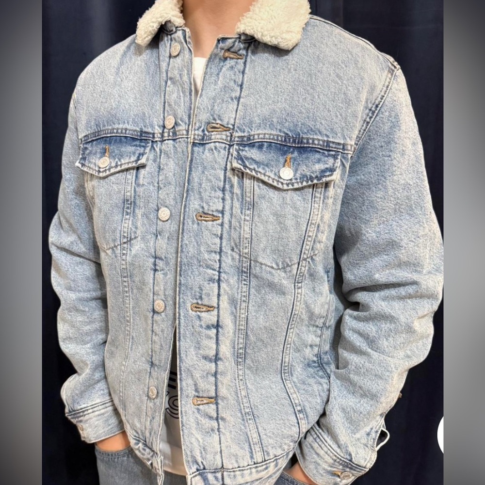 H&M Men’s LOGG Denim Jacket With Faux Fur Men’s XS NWT Orig $69.99